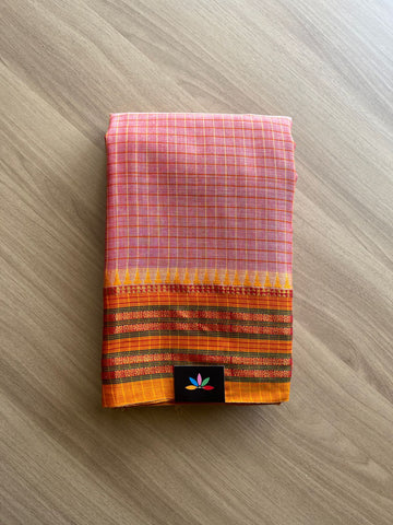 Checked Handloom Narayanpet Cotton Saree -16692
