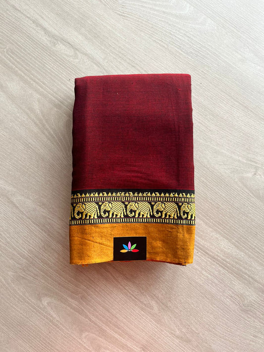 Elephant Border Narayanpet Mercerized Cotton Saree -12373