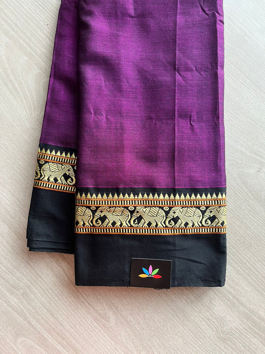 Elephant Border Narayanpet Mercerized Cotton Saree -12374