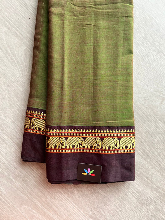 Elephant Border Narayanpet Mercerized Cotton Saree -12375