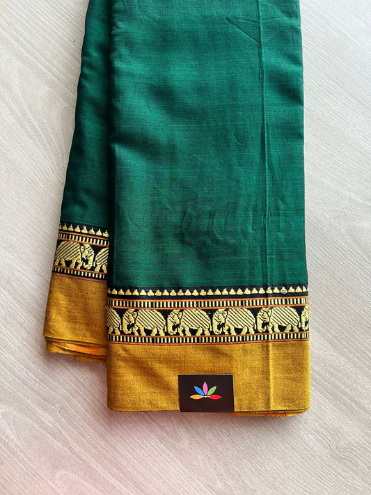 Elephant Border Narayanpet Mercerized Cotton Saree -13177