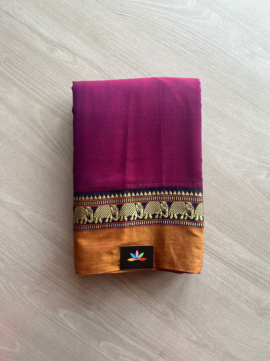 Elephant Border Narayanpet Mercerized Cotton Saree -13179