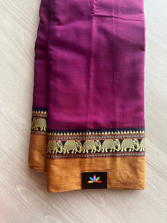 Elephant Border Narayanpet Mercerized Cotton Saree -13179