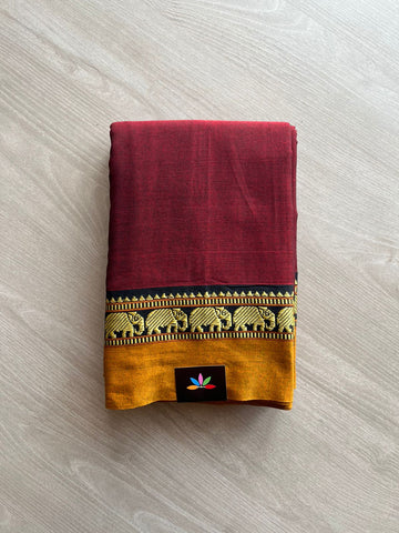 Elephant Border Narayanpet Mercerized Cotton Saree -13186