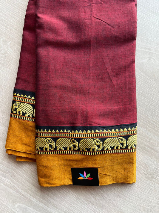 Elephant Border Narayanpet Mercerized Cotton Saree -13186