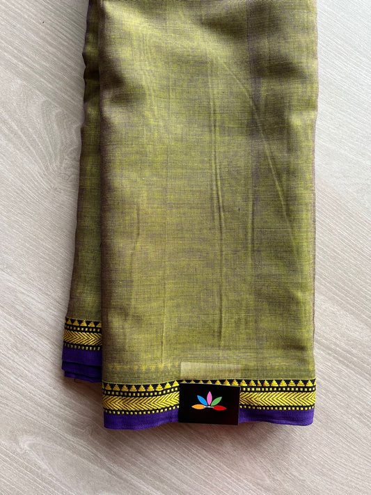 Small Border Narayanpet Mercerized Cotton Saree -13195