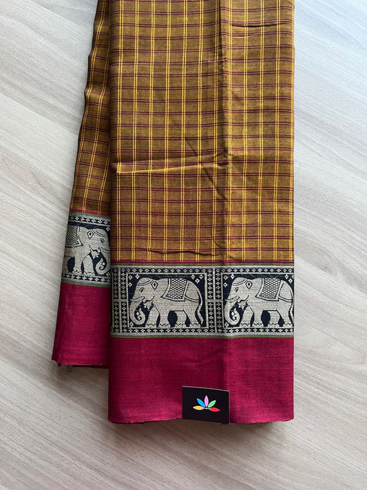 Elephant Border Narayanpet Mercerized Cotton Saree -14999