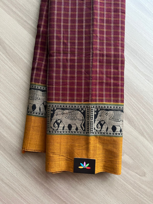 Elephant Border Narayanpet Mercerized Cotton Saree -15000