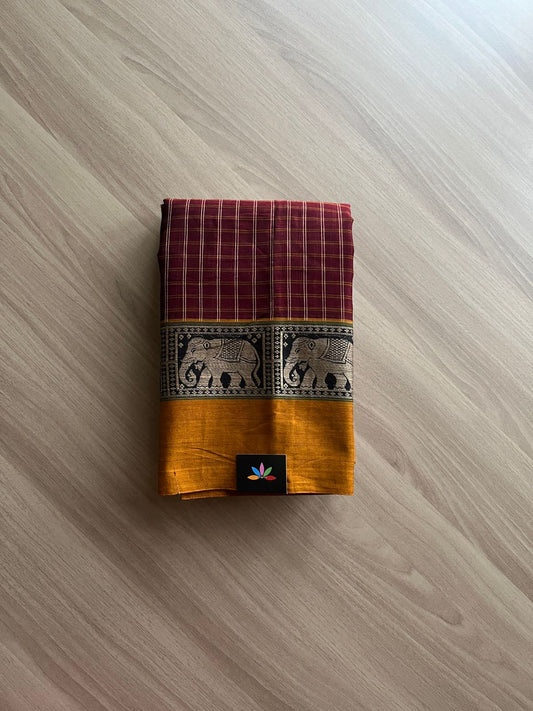 Elephant Border Narayanpet Mercerized Cotton Saree -15000