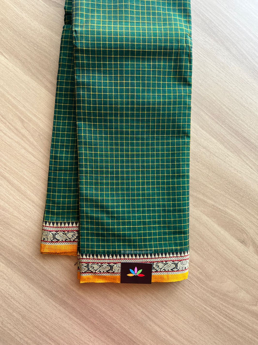 Checked Small Border Narayanpet Cotton Saree -15564-15565