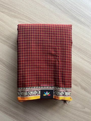 Checked Small Border Narayanpet Cotton Saree -22658-22659