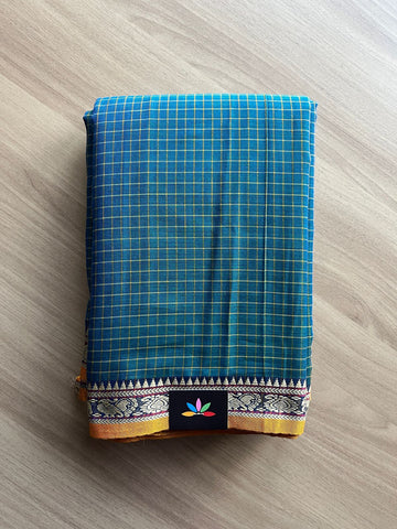 Checked Small Border Narayanpet Cotton Saree -22654-22655