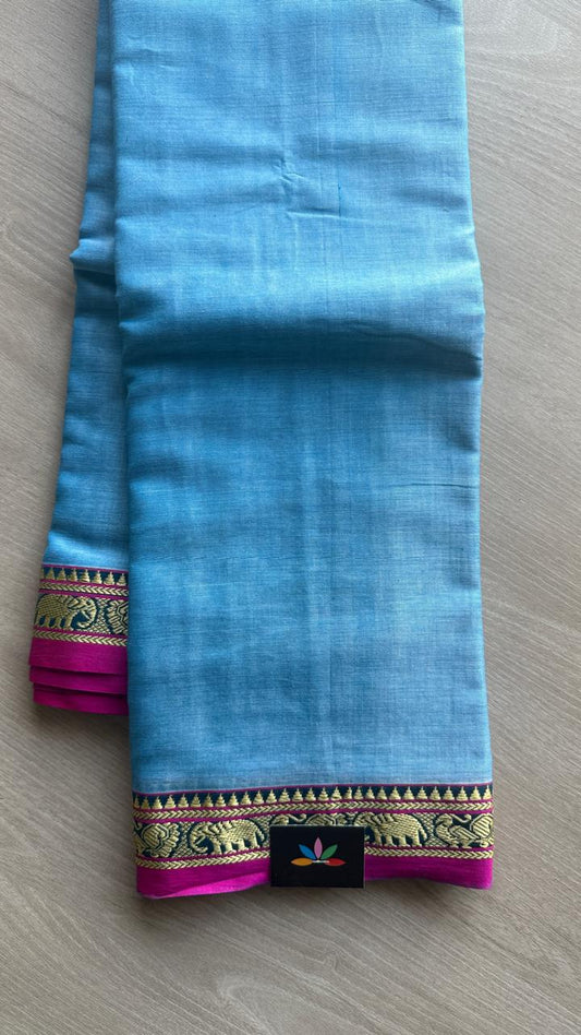 Elephant Border Narayanpet Mercerized Cotton Saree -24769