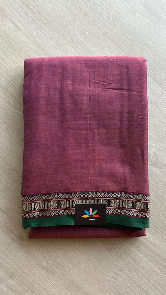 Small Border Narayanpet Mercerized Cotton Saree -24782