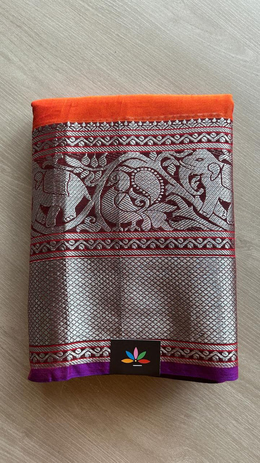 Long Elephant Border Narayanpet Mercerized Cotton Saree -24790