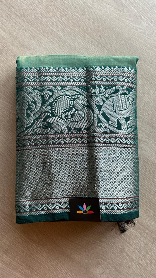 Long Elephant Border Narayanpet Mercerized Cotton Saree -24794