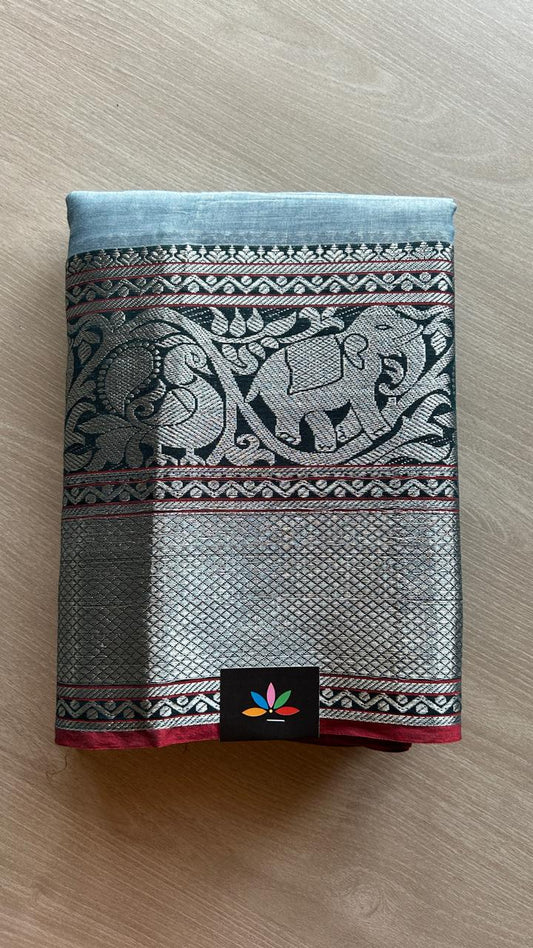 Long Elephant Border Narayanpet Mercerized Cotton Saree -24795