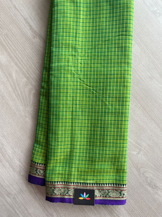 Checked Small Border Narayanpet Cotton Saree -27166-27167