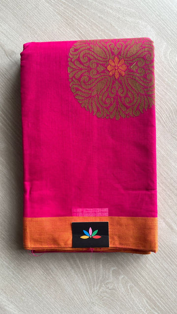 Handloom Fine Cotton Saree with Contrast Pallu and Blouse -25739