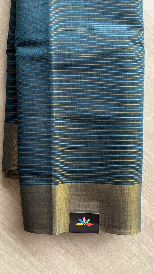 Ikkat Pallu with Zari Stripped Cotton Saree -25750