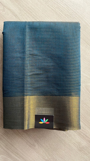 Ikkat Pallu with Zari Stripped Cotton Saree -25750