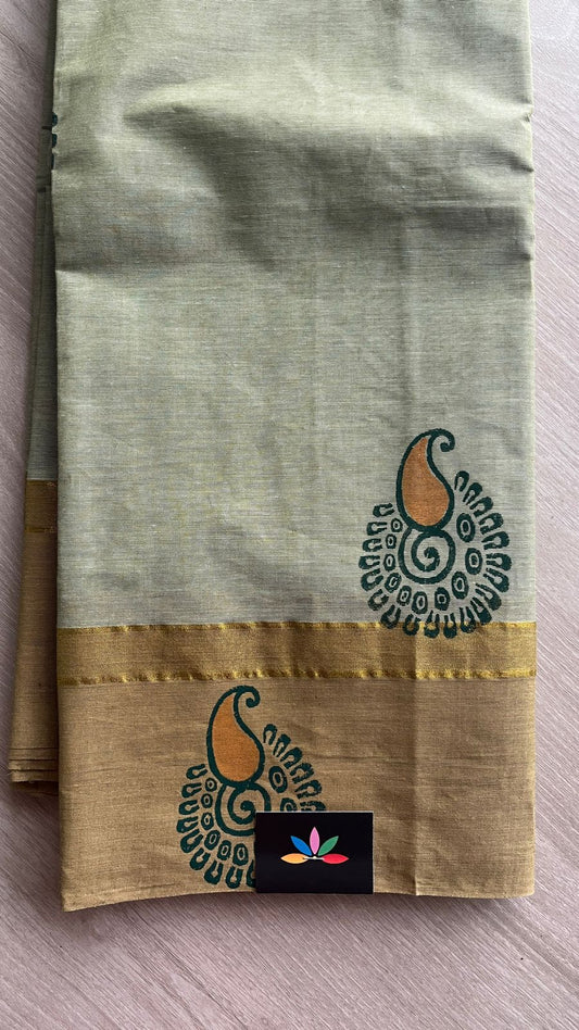 Block Printed Cotton Saree-25753