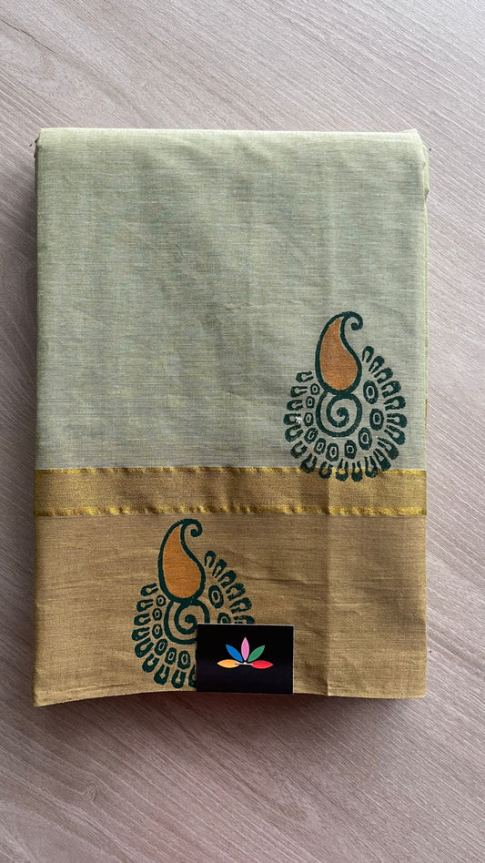 Block Printed Cotton Saree-25753