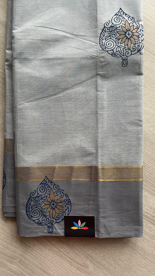 Block Printed Cotton Saree-25757