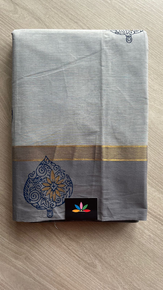 Block Printed Cotton Saree-25757