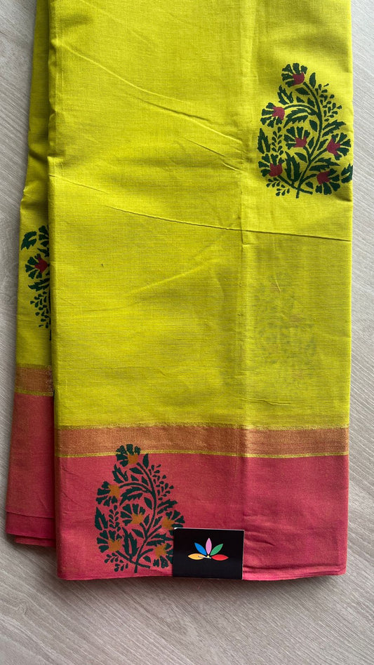 Block Printed Cotton Saree-25760