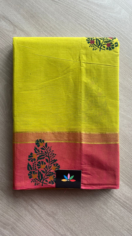 Block Printed Cotton Saree-25760