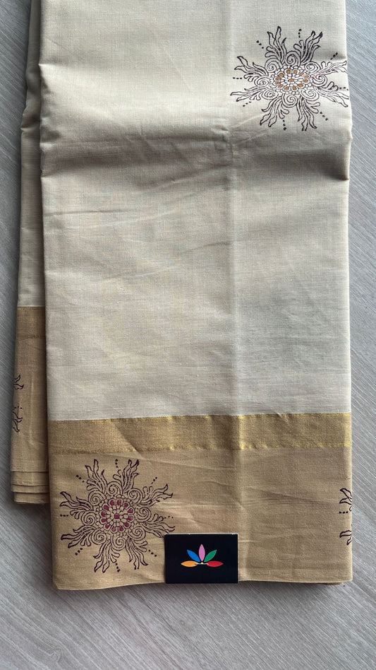 Block Printed Cotton Saree-25761