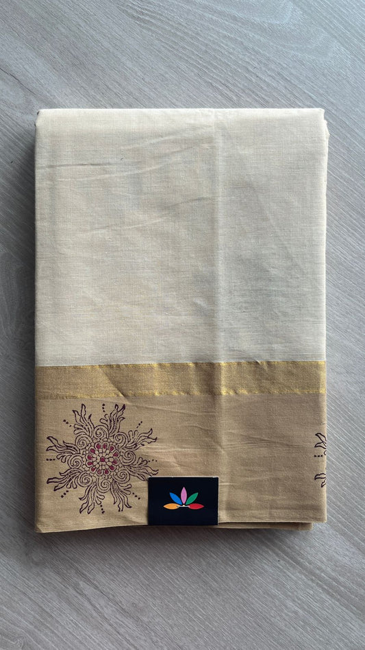 Block Printed Cotton Saree-25761