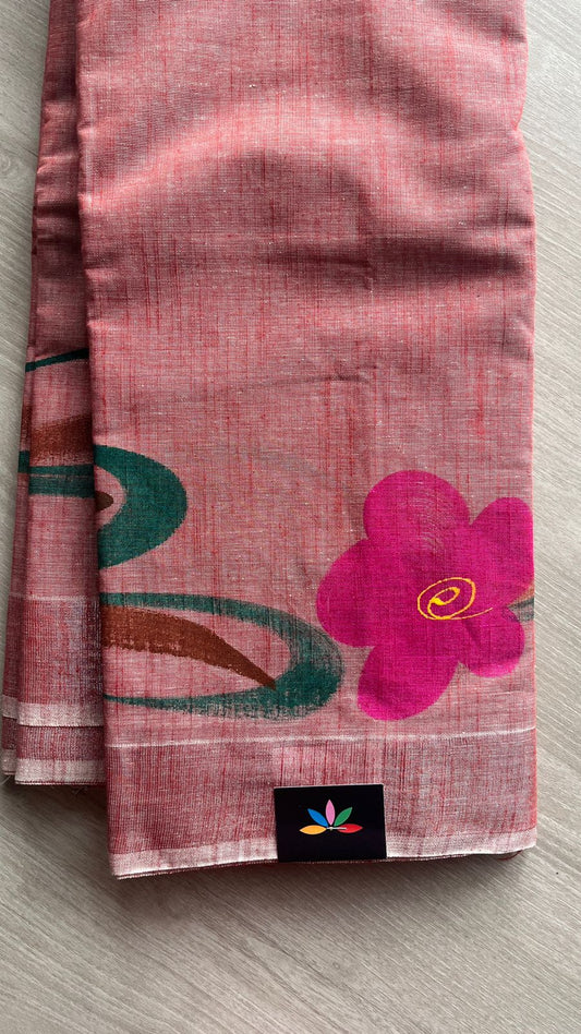 Handbrush Printed Textured Cotton Saree -25764