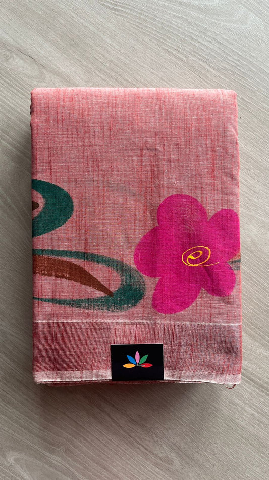 Handbrush Printed Textured Cotton Saree -25764