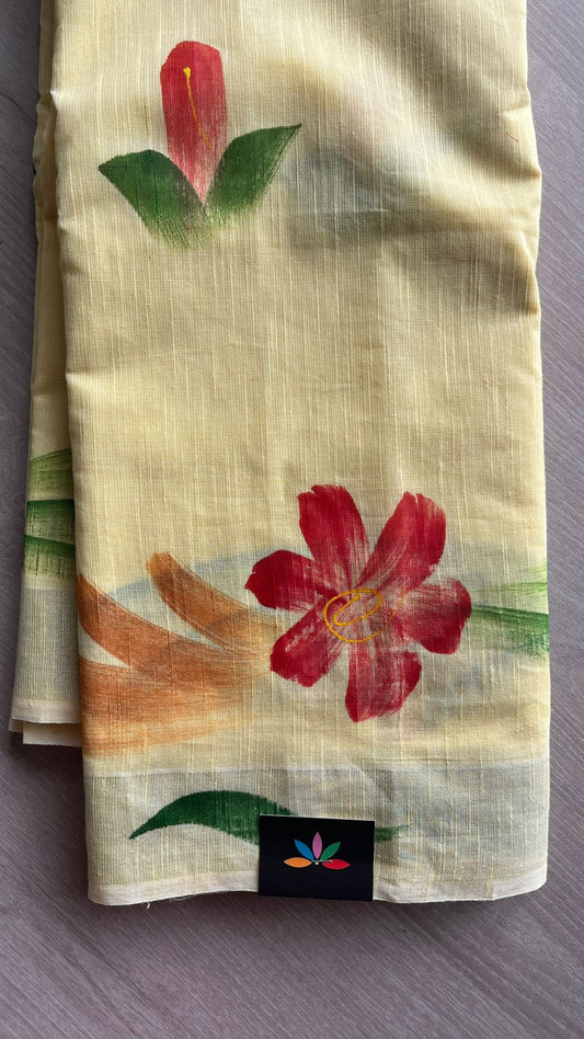 Handbrush Printed Textured Cotton Saree -25766