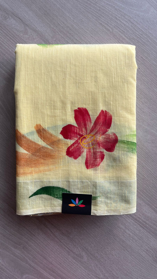 Handbrush Printed Textured Cotton Saree -25766
