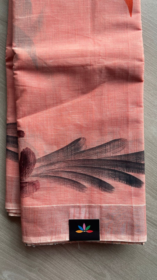 Handbrush Printed Textured Cotton Saree -25768