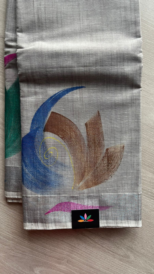 Handbrush Printed Textured Cotton Saree -25769