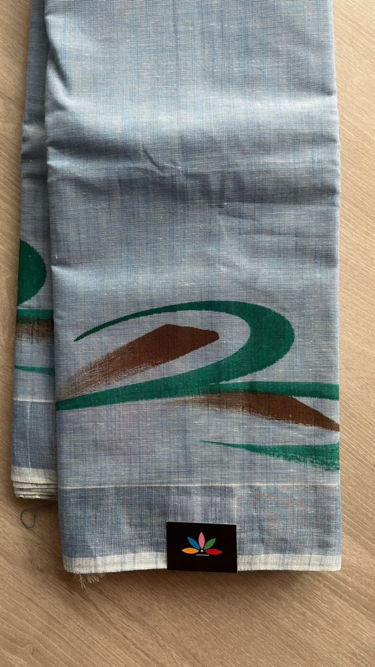 Handbrush Printed Textured Cotton Saree -25771