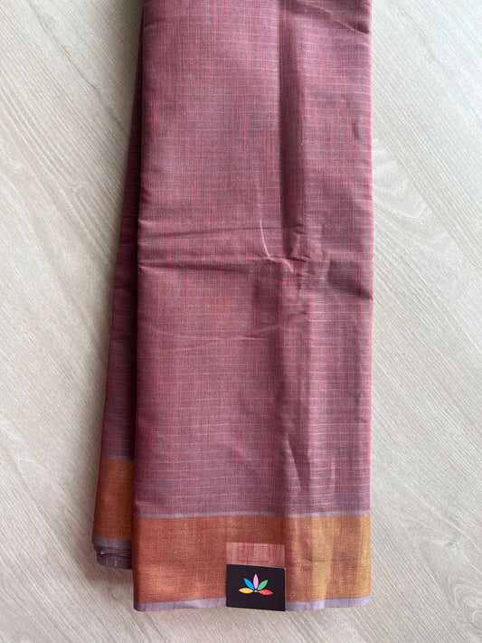 Self-Striped Cotton Saree - 27112