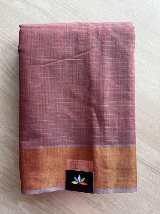 Self-Striped Cotton Saree - 27112