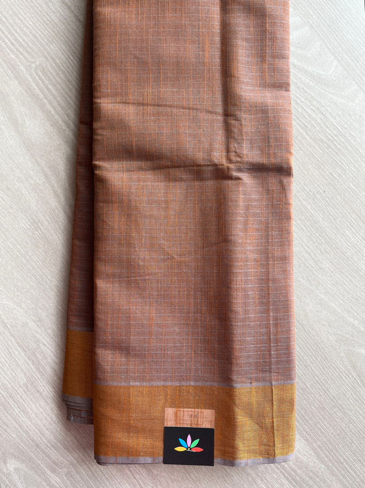 Self-Striped Cotton Saree - 27115