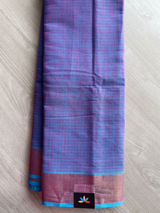 Self-Striped Cotton Saree - 27116