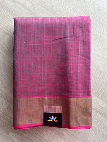 Self-Striped Cotton Saree - 27117