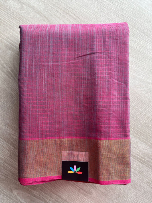 Self-Striped Cotton Saree - 27117