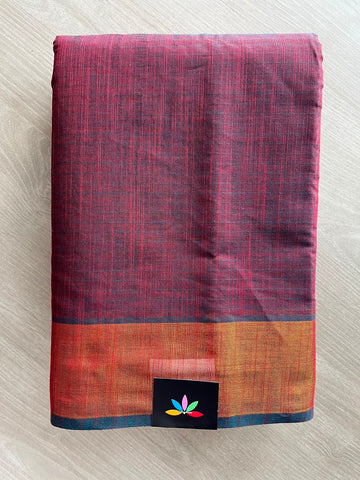 Self-Striped Cotton Saree - 33564