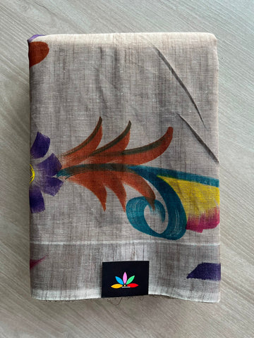 Handbrush Printed Textured Cotton Saree - 33576