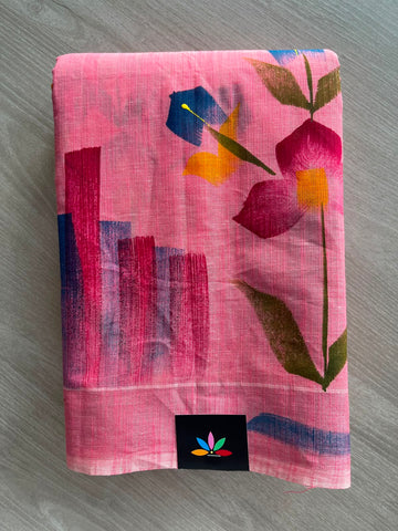 Handbrush Printed Textured Cotton Saree - 33577