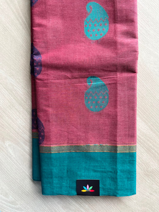 Tulip Pink Contrast Border Woven Cotton Saree - 33583
